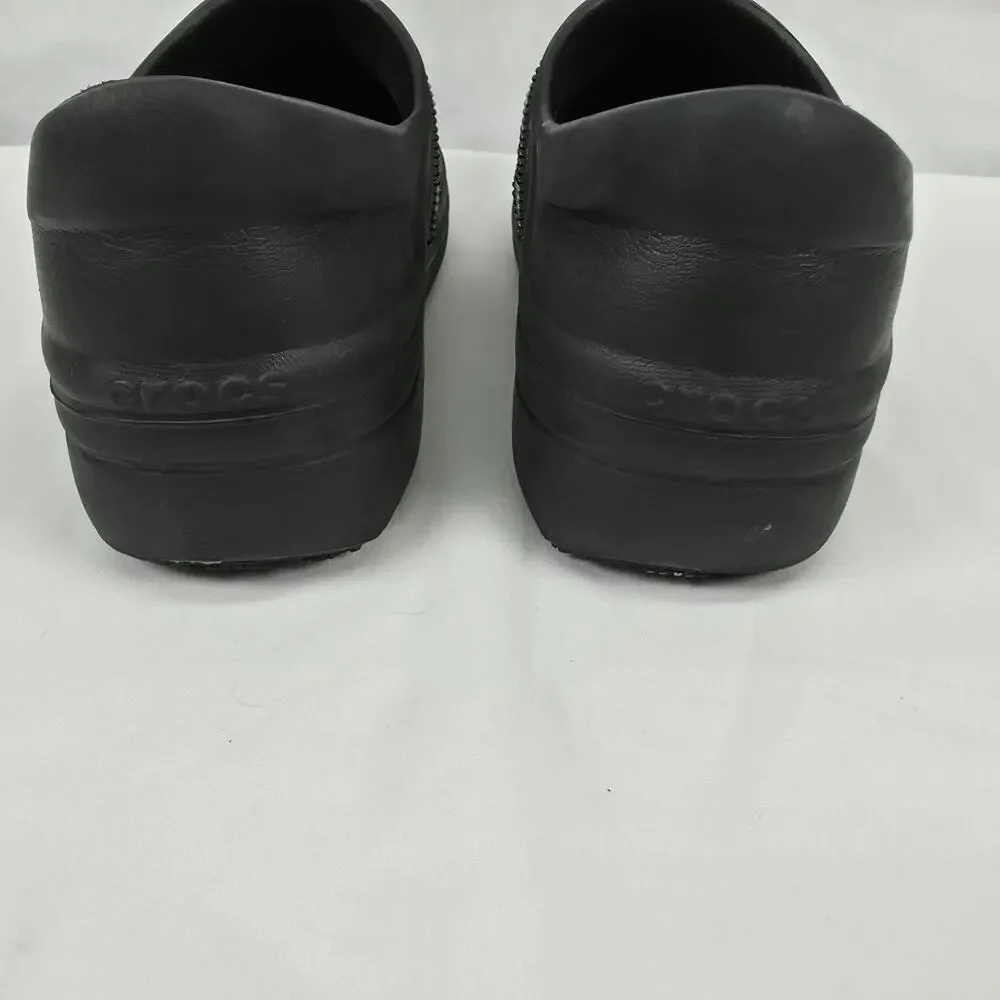 Crocs Neria Pro II Womens 8 Black Rhinestone Slip Resistant Work Clogs Nurse